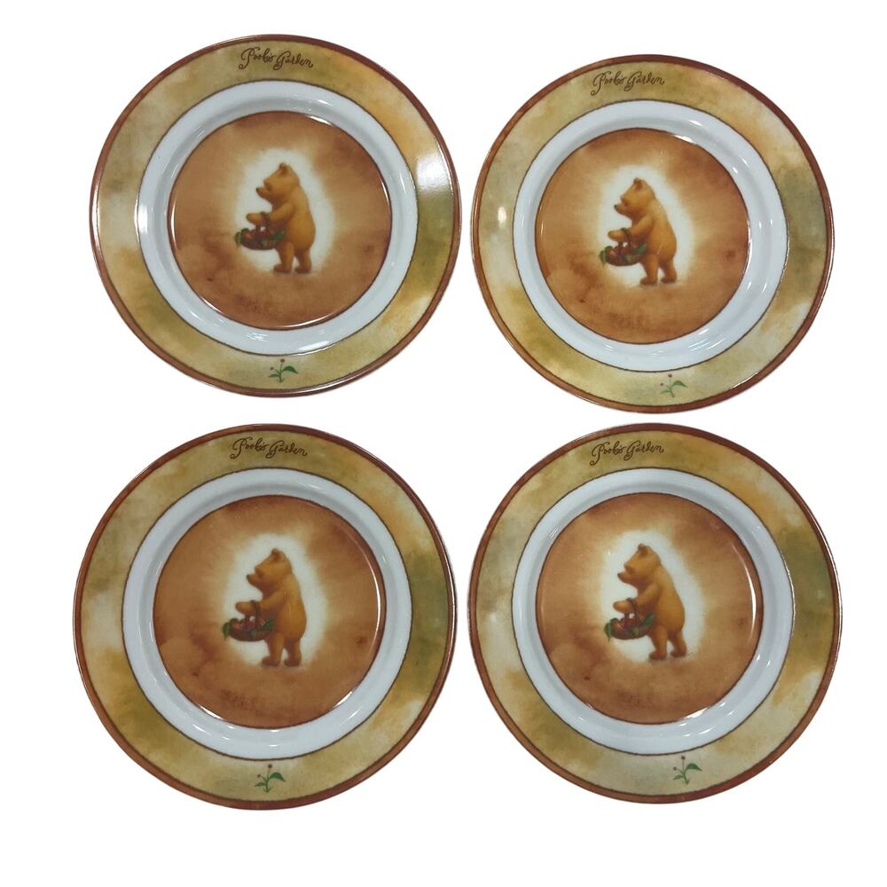 Set of 4 Disney Pooh's Garden Salad Plates 8.25" Winnie the Pooh Collectible
